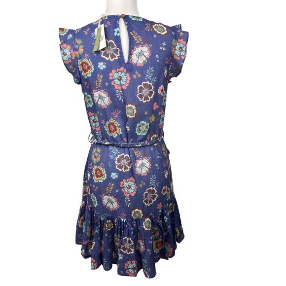 MARINE LAYER LANEY MINI DRESS SIZE SMALL NWT RUFFLE TIE - Picture 3 of 10